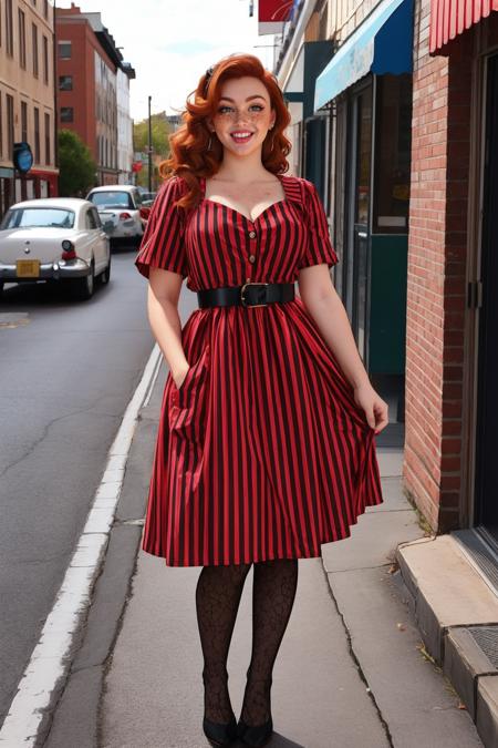 Retro Vertical Striped Dress