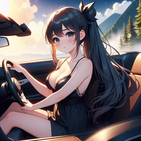 girl like mini car / driving cabrio
