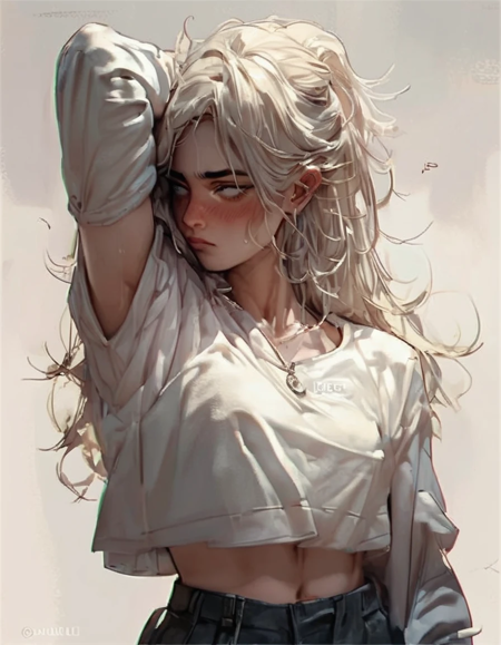 Sniffing / smelling (own) armpit - Pony