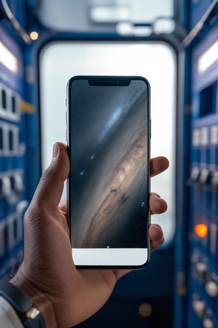 【Phone prototype Lora】 holding a phone  realistically photographed picture