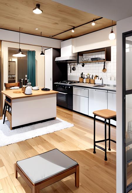 日本の住宅のLDK (living room & dining room & kitchen) SDXL