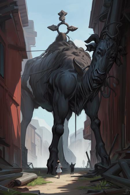 Giant animal over human concept