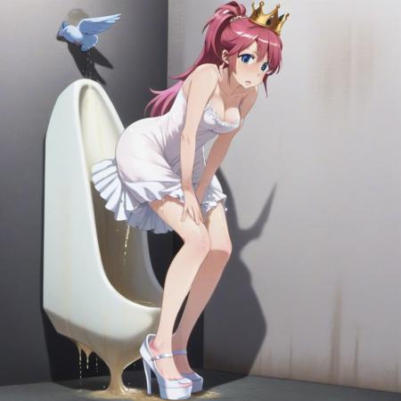 girlpeeingSDXL-----girl peeing into urinal (or pee desperation and wetting next to urinal)