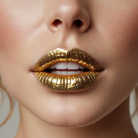 Golden Glitter Lips