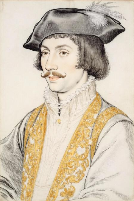 Tudor Portrait:  Hans Holbein the Younger Pencil Drawing Style