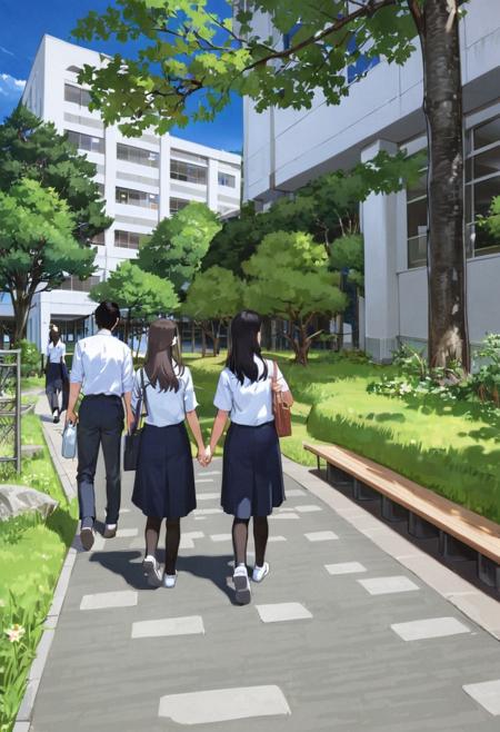学校の中庭 School courtyard SDXL
