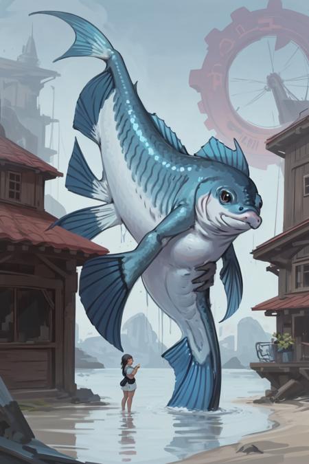 Giant animal over human concept
