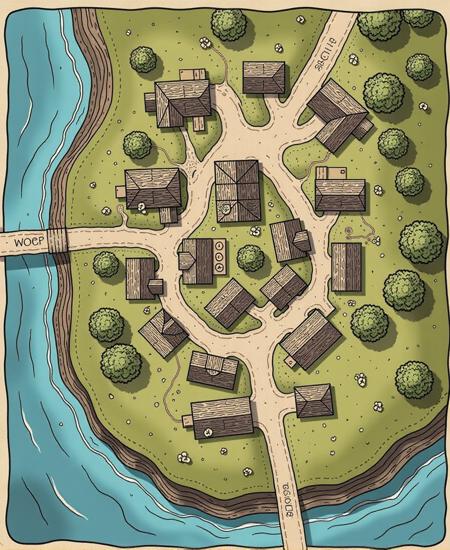 Envy Flux Fantasy Town Map 01 - Town and village maps for D&D and other RPGs