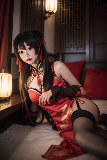 时崎狂三 新春旗袍-红黑 tokisaki kurumi chinese clothes-red&black
