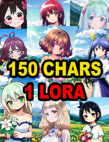 [EXPERIMENTAL] 150 Anime Characters in 1 LORA - Kirai NAI TRAINED版本NaiTrainedv2.0 (ID: 639506)