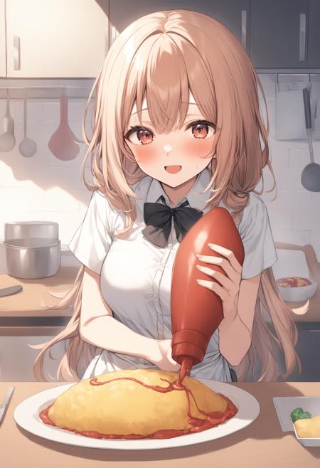 Lettering on omurice / オムライスへのお絵描き、文字入れ