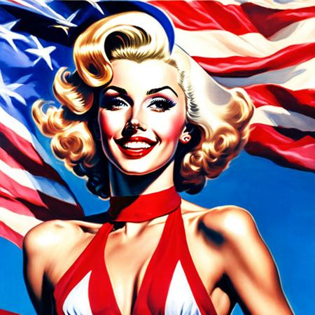 Pinup768 - Create vintage patriotic pinups easily! A Model 2.x Embedding by SoCalGuitarist