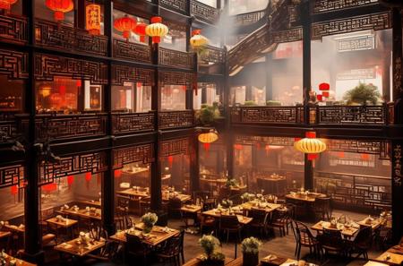 Traditional Multi Storey Wooden Chinese Restaurant