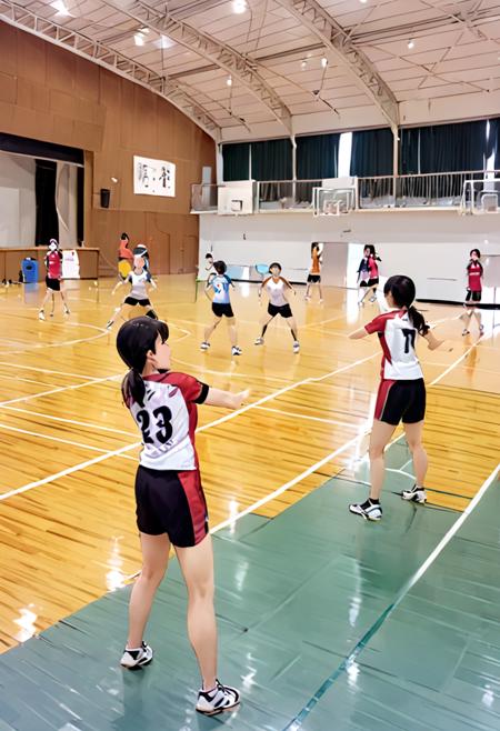 体育館 Japanese school gymnasium SDXL