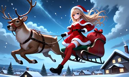 girl like reindeer sleigh