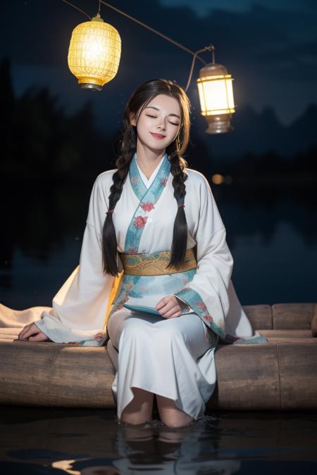渔舟唱晚-汉服与竹筏版本v1.0 (ID: 692594)