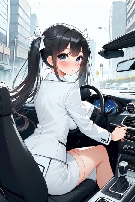 girl like mini car / driving cabrio