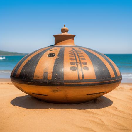 Realistic painted pottery art style