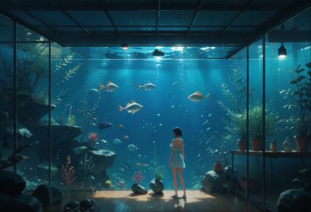 (Experimental Concept) Lonely Universe composition / Composition of the world through a huge glass window