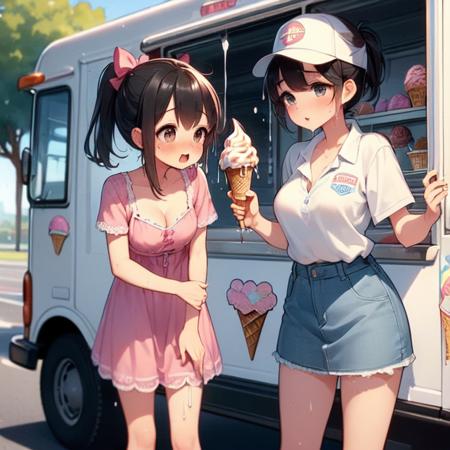 girl like  ice cream truck / ice cream machine