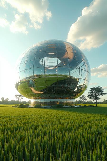 [sphere_glass_building]-lora_flux-Architecture