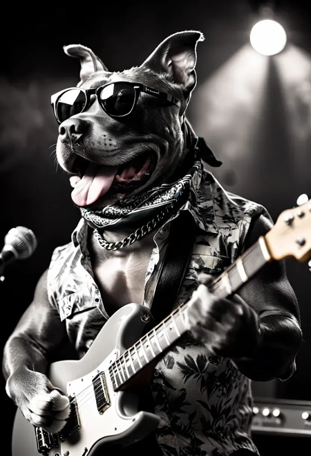 Gray Pitbull Dog SDXL