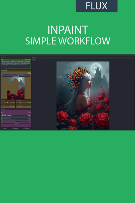 Inpainting simple workflow FLUX | UPSCALE | LORA | GGUF | CIVITAI Metadata版本? Simple - v1.0 (ID: 1119174)