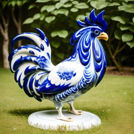 Realistic blue and white porcelain art style