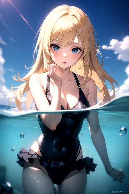 Partially underwater shot / partially submerged
