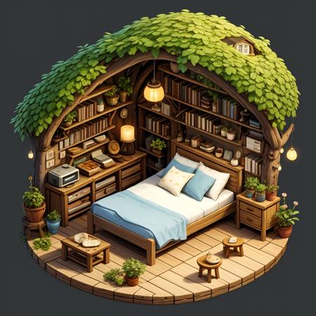 HEZI_45 degrees indoor cute game scene