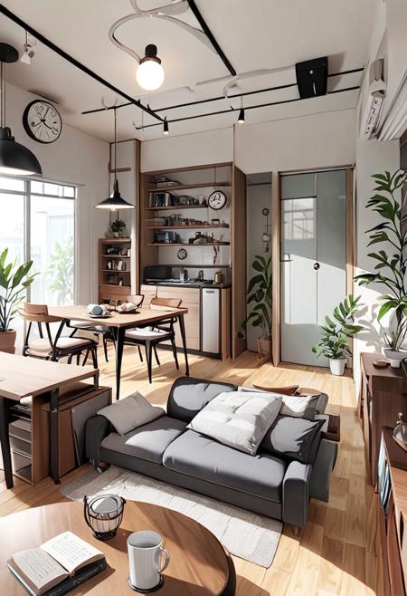 日本の住宅のLDK (living room & dining room & kitchen) SDXL