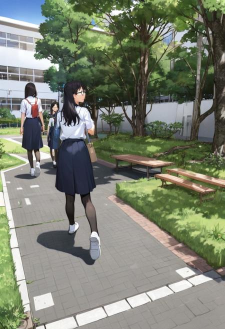学校の中庭 School courtyard SDXL