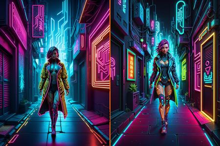 Neon Cyberpunk Papercut - FLUX & SDXL