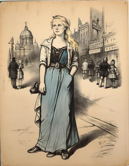 19th century political cartoon - Thomas Nast Style