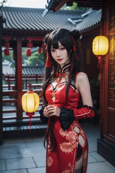 时崎狂三 新春旗袍-红黑 tokisaki kurumi chinese clothes-red&black