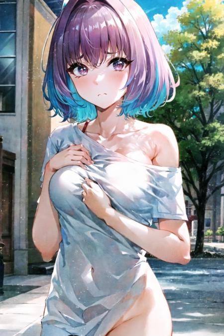 Single bare shoulder shirt