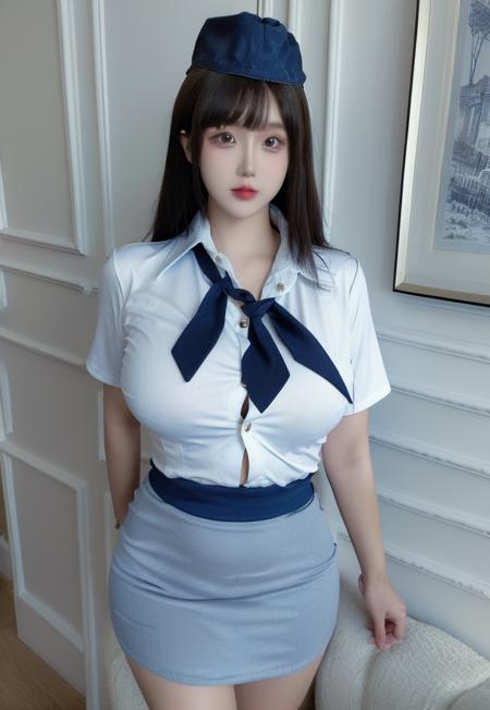 性感白色空姐衬衫套装+美女丨Sexy white flight attendant shirt set + Beauty版本v1.0 (ID: 531950)