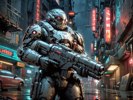 Neon Cyberpunk Heavy Combat Armor SDXL