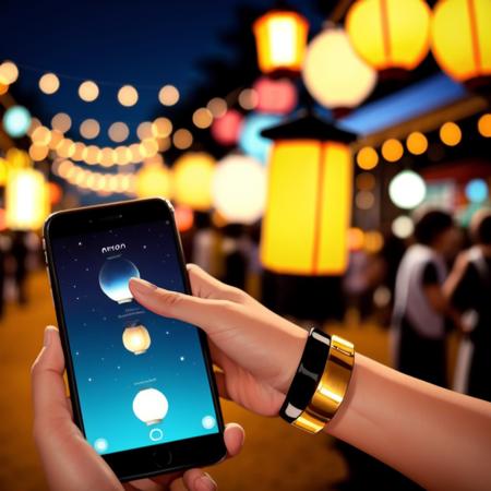 festival lanterns and smartphone