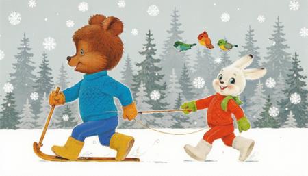 Soviet Vintage Art - New Year's hand-drawn cards [Flux]