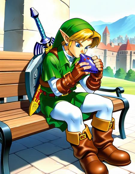 Adult Link (The Legend of Zelda: Ocarina of Time) Official Art Style [Illustrious-XL]