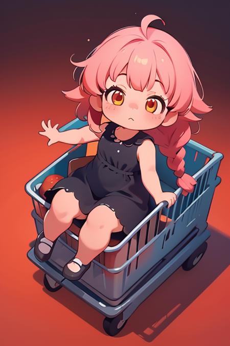 Sitting in a grocery cart Lora