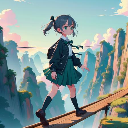 girl like climb mountain / tightrope