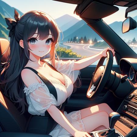 girl like mini car / driving cabrio