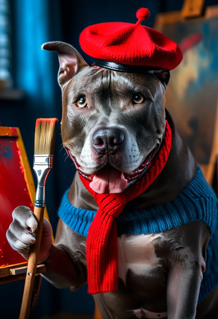 Gray Pitbull Dog SDXL