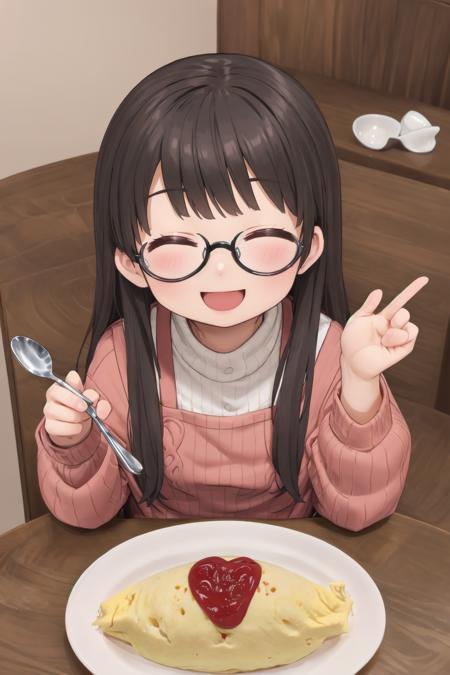 オムライス❤ Draw a heart with ketchup on top of omurice. SD15
