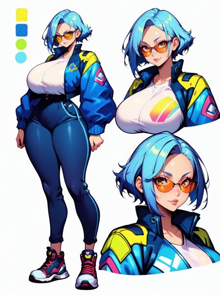 Character Design Sheet (HELPER) (3-PERSPECTIVES)+(COLOR PALETTE) - Illustrious XL | FLUX | XL PONY | SD 1.5 - by YeiyeiArt