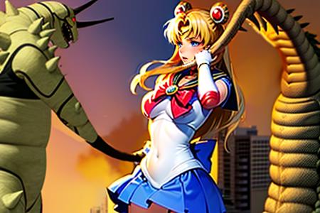 Gudon and Twintail battle scene