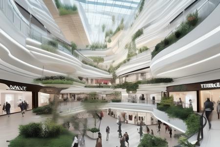 Modern style shopping mall atrium