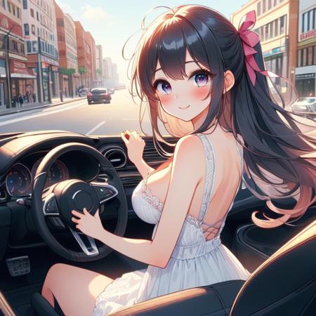 girl like mini car / driving cabrio